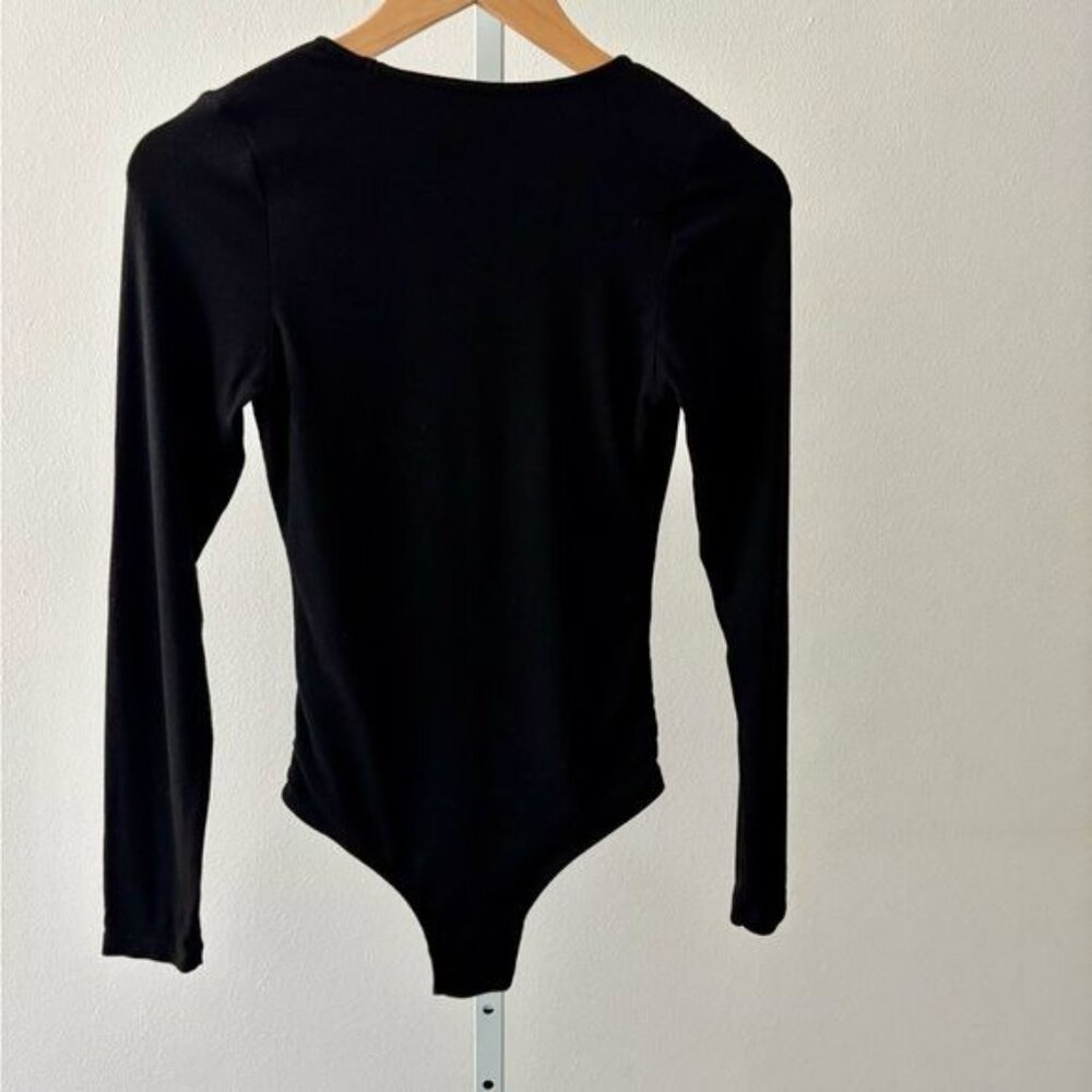 Klassy Network Bodysuit Medium Deep V Ribbed Minimalist Clean Girl Streetwear - Picture 4 of 14